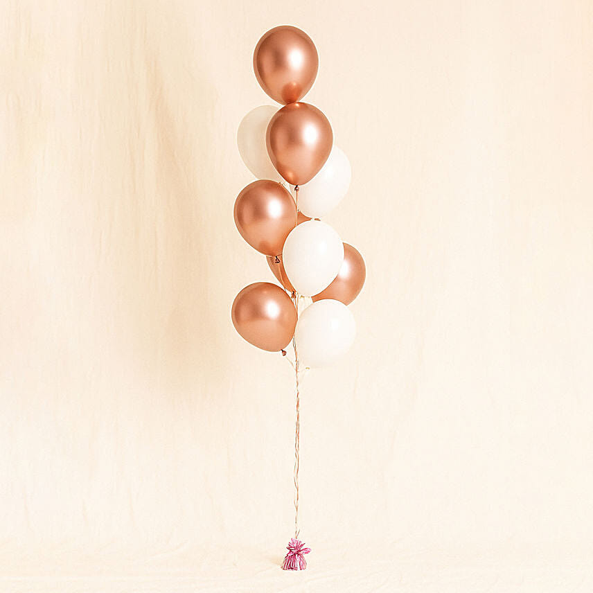 10 Pieces Chrome Gold n white Balloons 10 Pieces Chrome Gold n white Balloons: Balloons Delivery Singapore