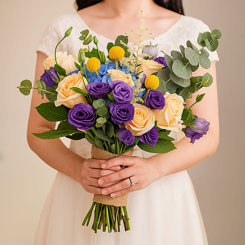 Vibrant Purple & Yellow Bridal Bouquet Vibrant Purple & Yellow Bridal Bouquet: Wedding Bouquets