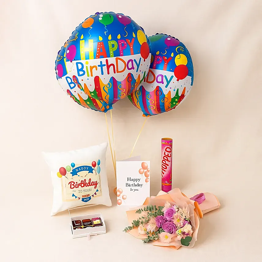 Birthday Surprise Gift Arrangement: Personalised Cushions