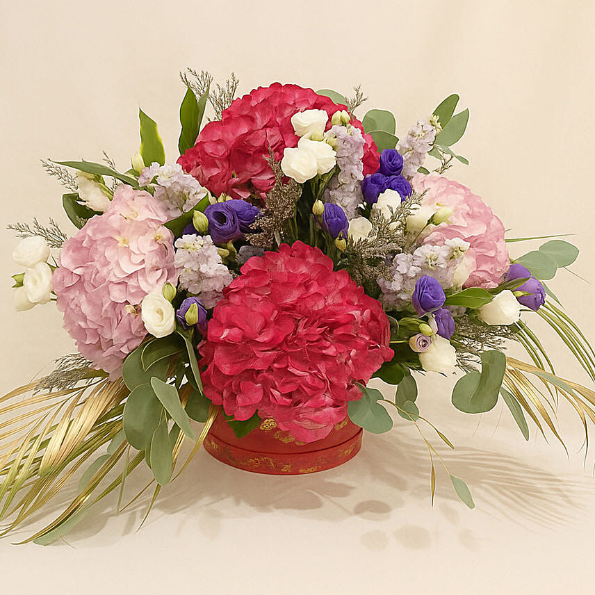 Exotic Mixed Flowers Circular Box: Gifts On Sale