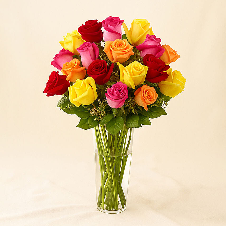 Vase Of Vivid Roses: Flowers For Her