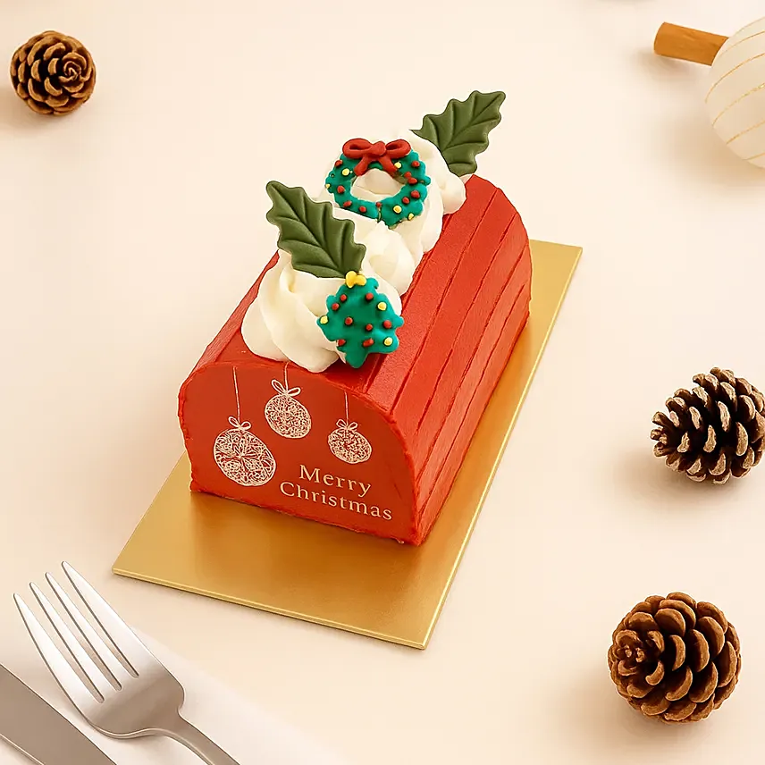 Dubai Chocolate Christmas Log Cake - 400g: For Husband