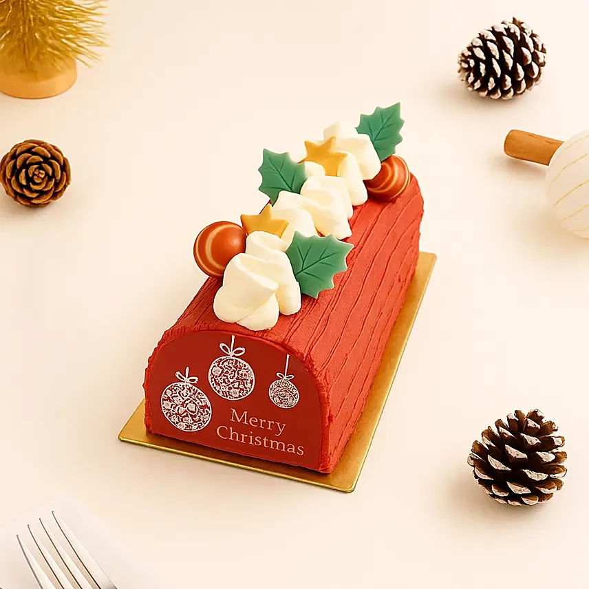 Dubai Chocolate Christmas Log Cake - 800g: Dubai Chocolate Cakes