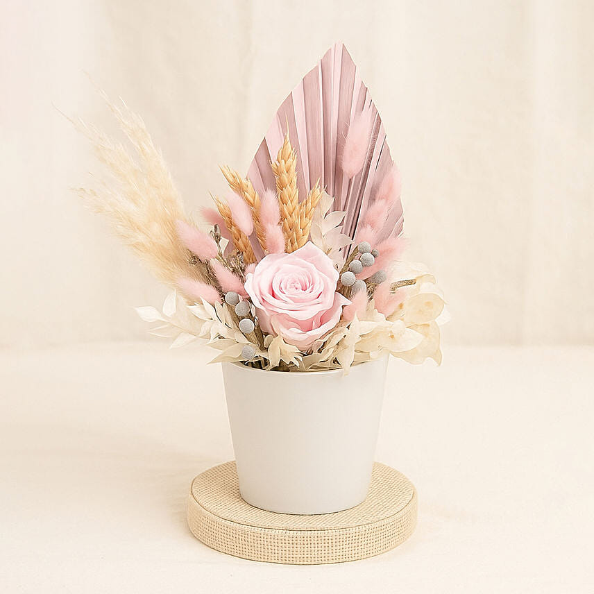 Graceful Pink Preserved Flower Vase: Artificial Flower Arrangements