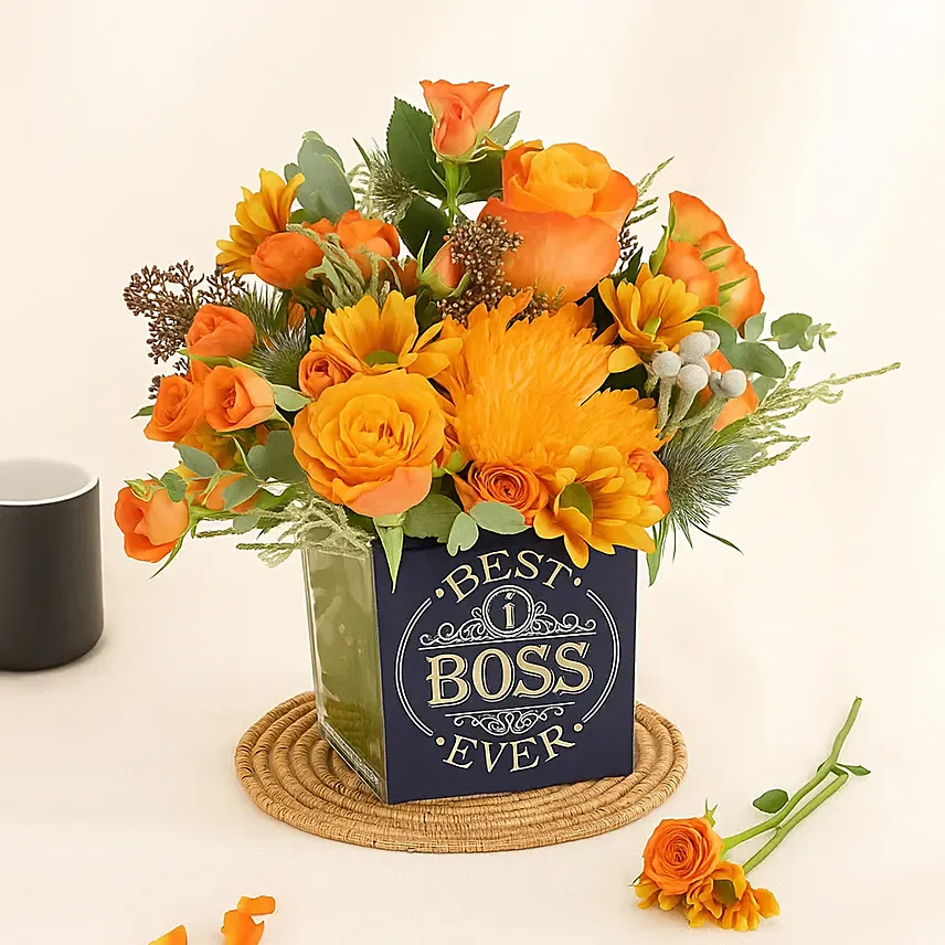 Best Boss Ever Flowers Vase: Boss Day Gifts