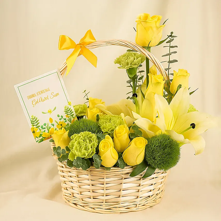 Get Well Soon Flowers Basket: Lily Flower Bouquets