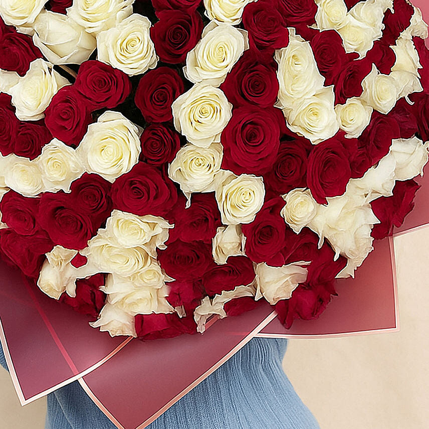 Red Roses 200 200 Red and White Roses Bouquet Delivery in Singapore - FNP SG