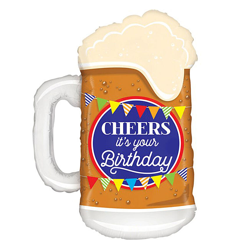 Cheers birthday Beer Balloon 26 Inch: Balloons Delivery Singapore