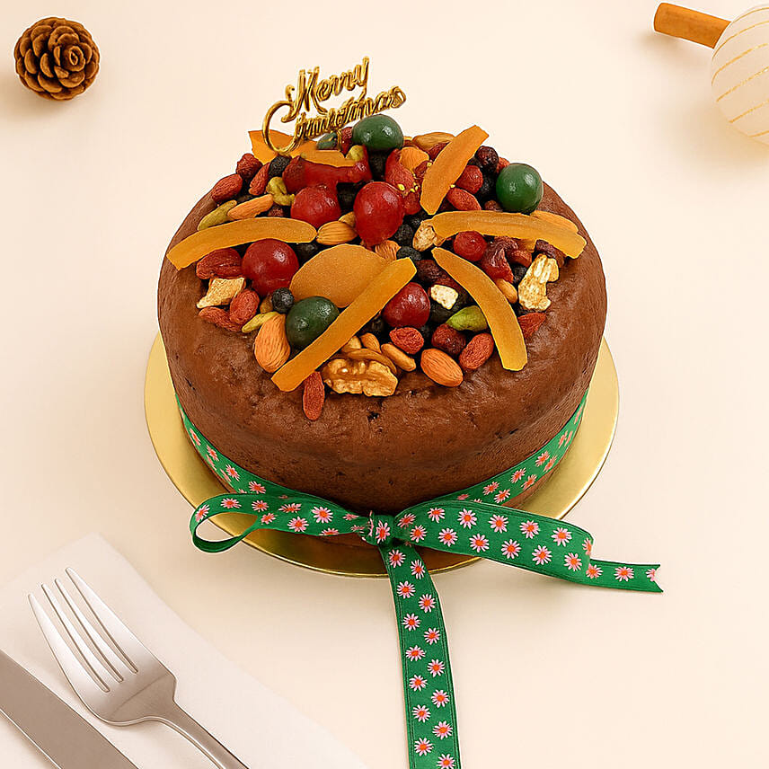 Fruit Decorated Delicious Plum Cake: Christmas Cakes