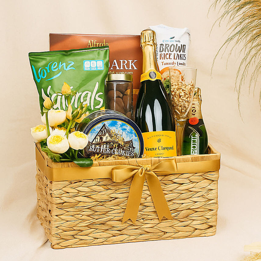 Basket of Celebration with Wine: Wine Hampers