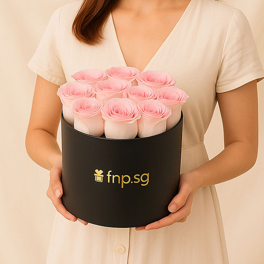 12 Pink Roses in Box: For Husband