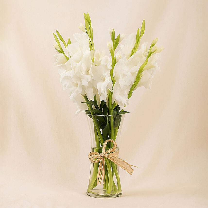 Blissful White Gladiolus Arrangement: Gladiolus Flowers