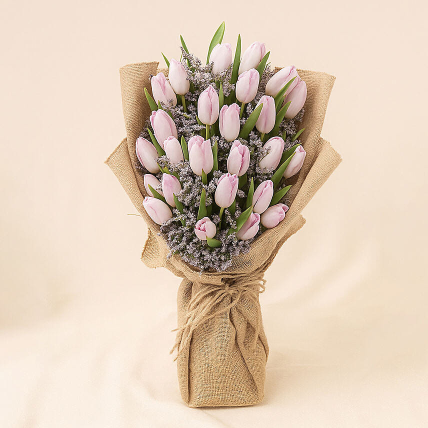 Blushing Pink Tulips: Purple Flowers