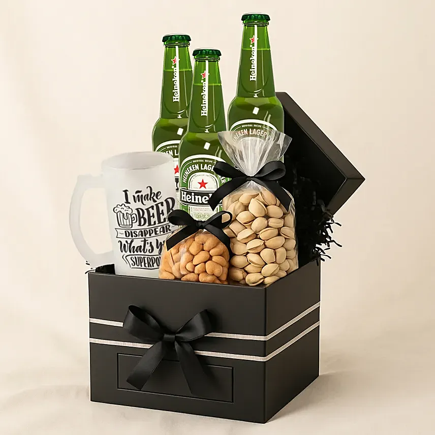 Heineken Beer & Snacks Gift Box: Personalised Mugs