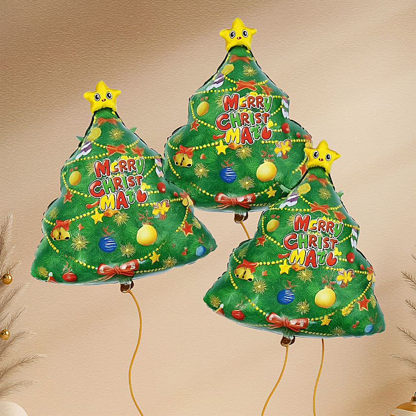 Christmas Tree Foil Balloon Set of 3: Christmas Balloons