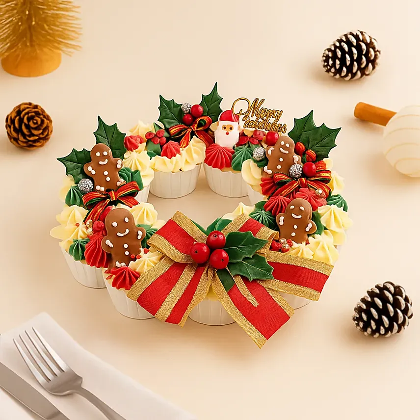 Pull apart Christmas Wreath Cupcakes: Cake Delivery Singapore