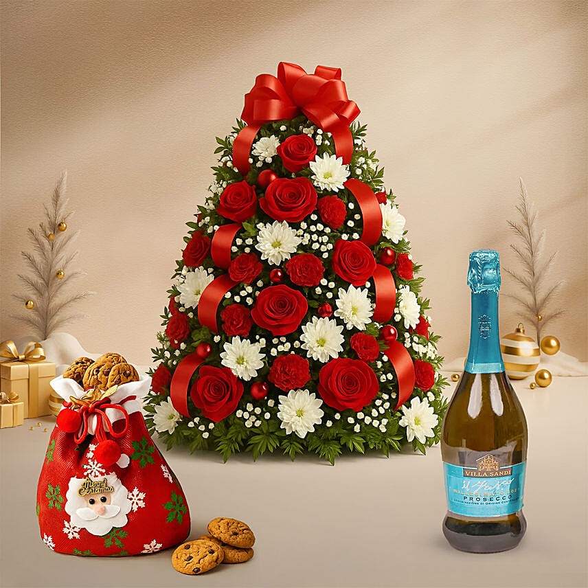 Holiday Bliss Arrangement - Wine and Cookie Pouch Bundle: Cookies Singapore