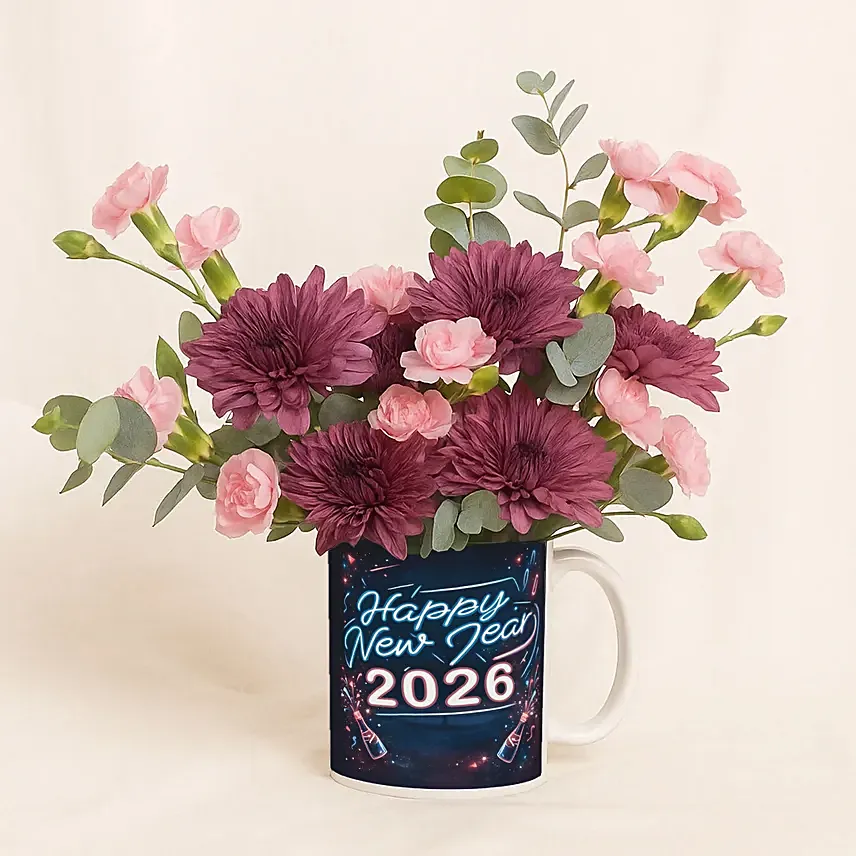 Blossom New Year Mug Arrangement: New Year Flowers