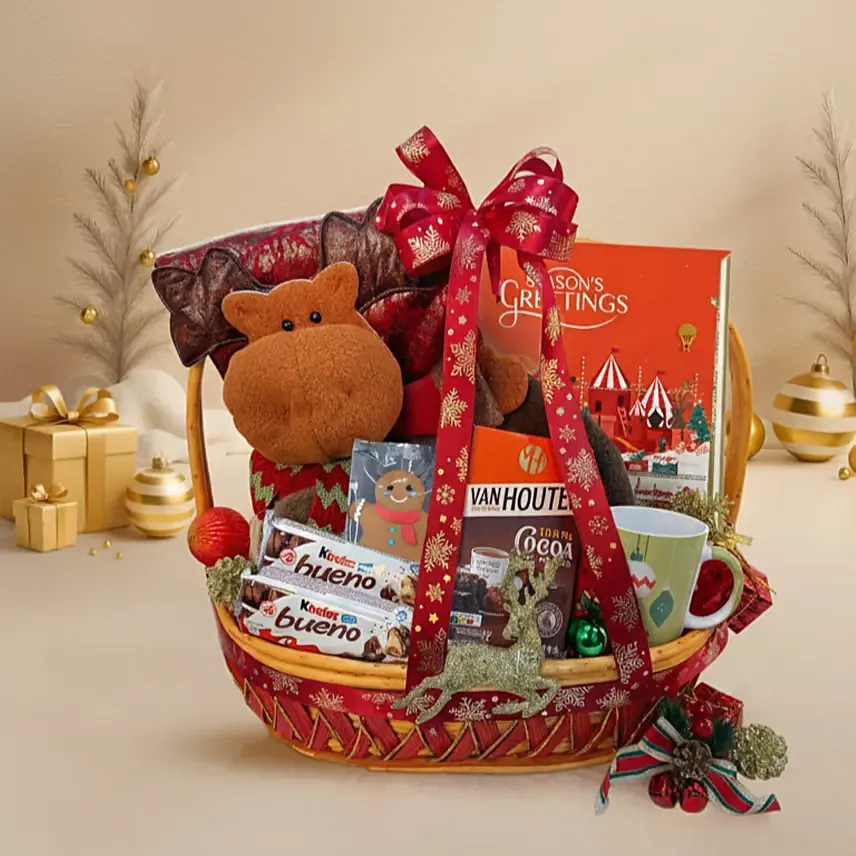 Festive Cocoa & Chocolate Christmas Gift Basket: Christmas Gifts Singapore