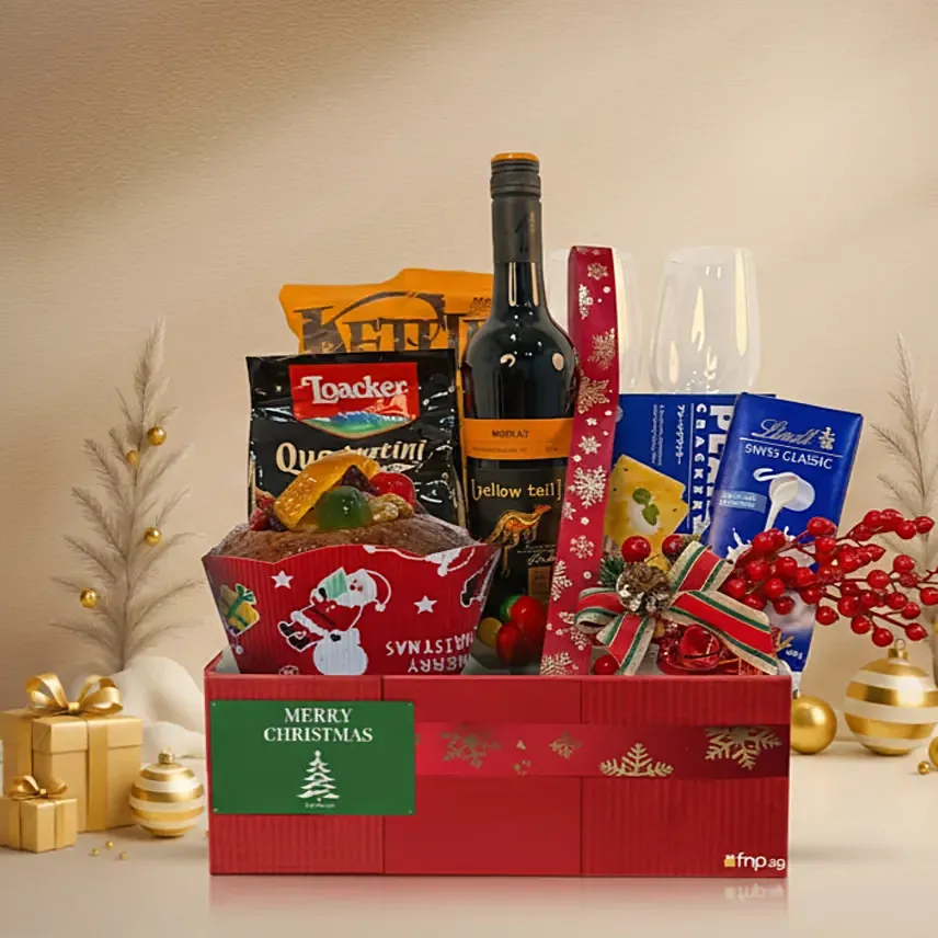 Holidays Celebration Wine Basket: For Colleagues