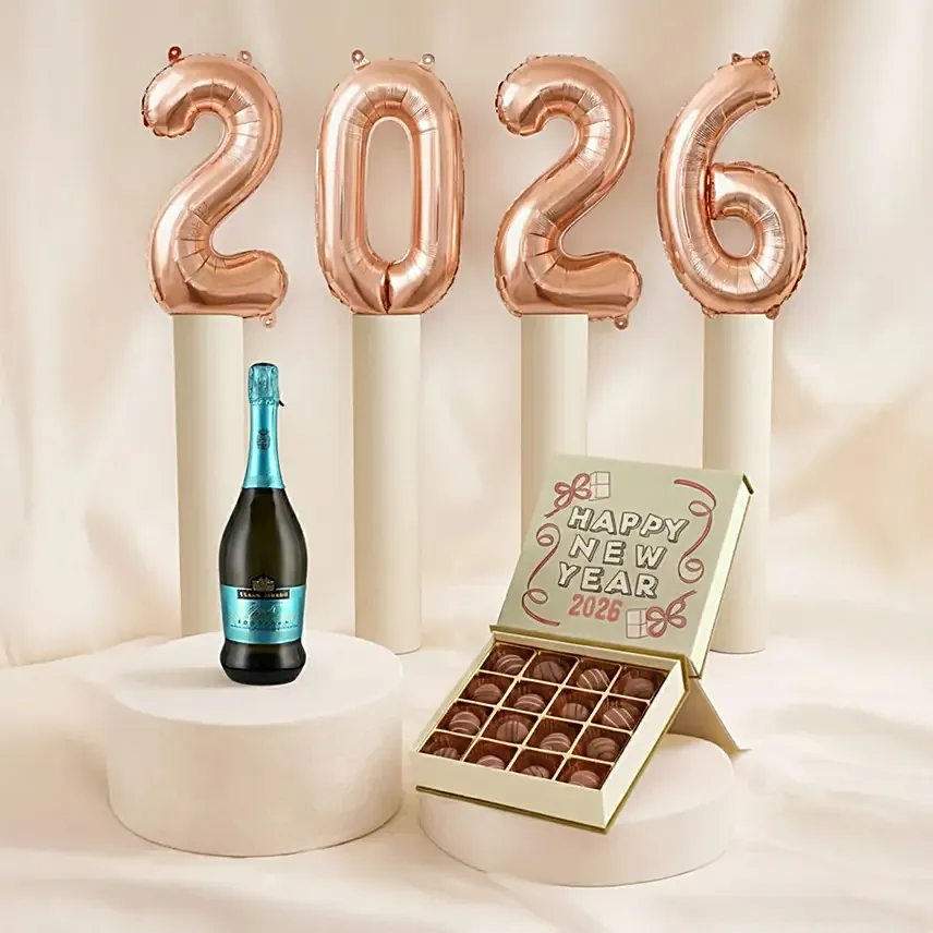 New Year Prosecco Chocolate & Balloon Celebration Set: Chocolate Truffles
