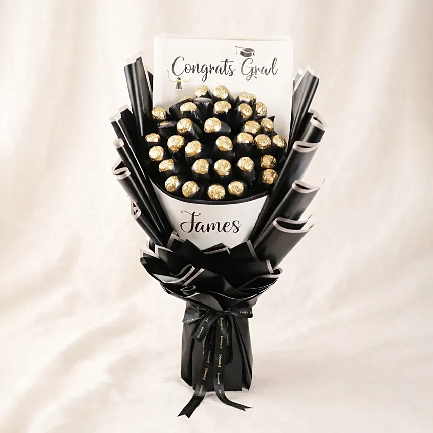 Personalised Graduation Rochers Bouquet: Chocolates Delivery Singapore