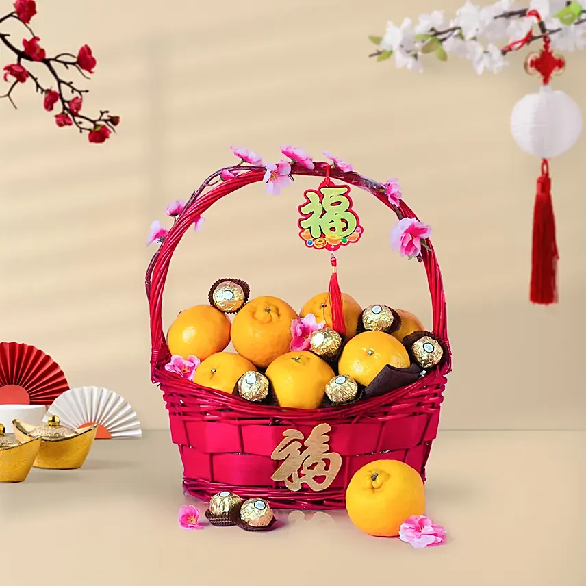 CNY Prosperity Gift Basket: Orange Baskets