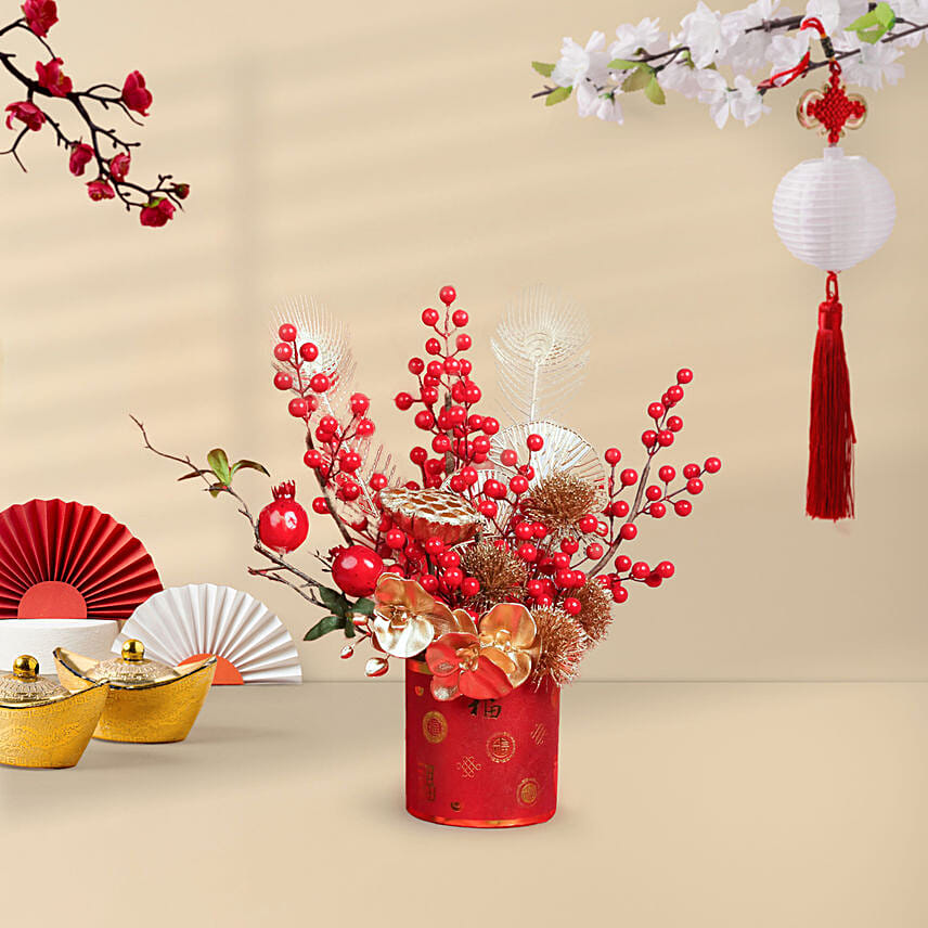 Prosperity Wishes Artificial Flower Box: Chinese New Year Flowers