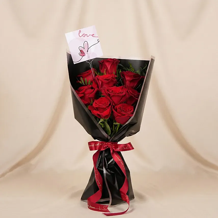 Love 9 Roses Bouquet: I Miss U Flowers