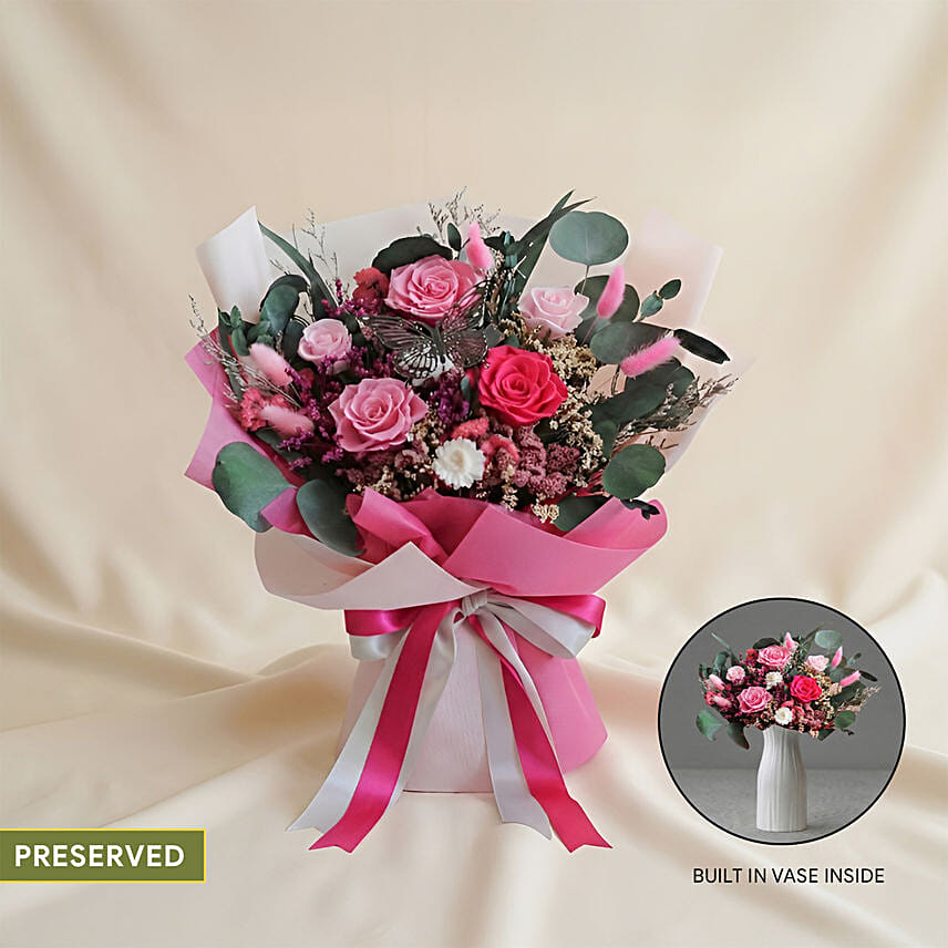 Timeless Love Valentine 2 in 1 bouquet with built-in vase: Valentine's Day Gifts