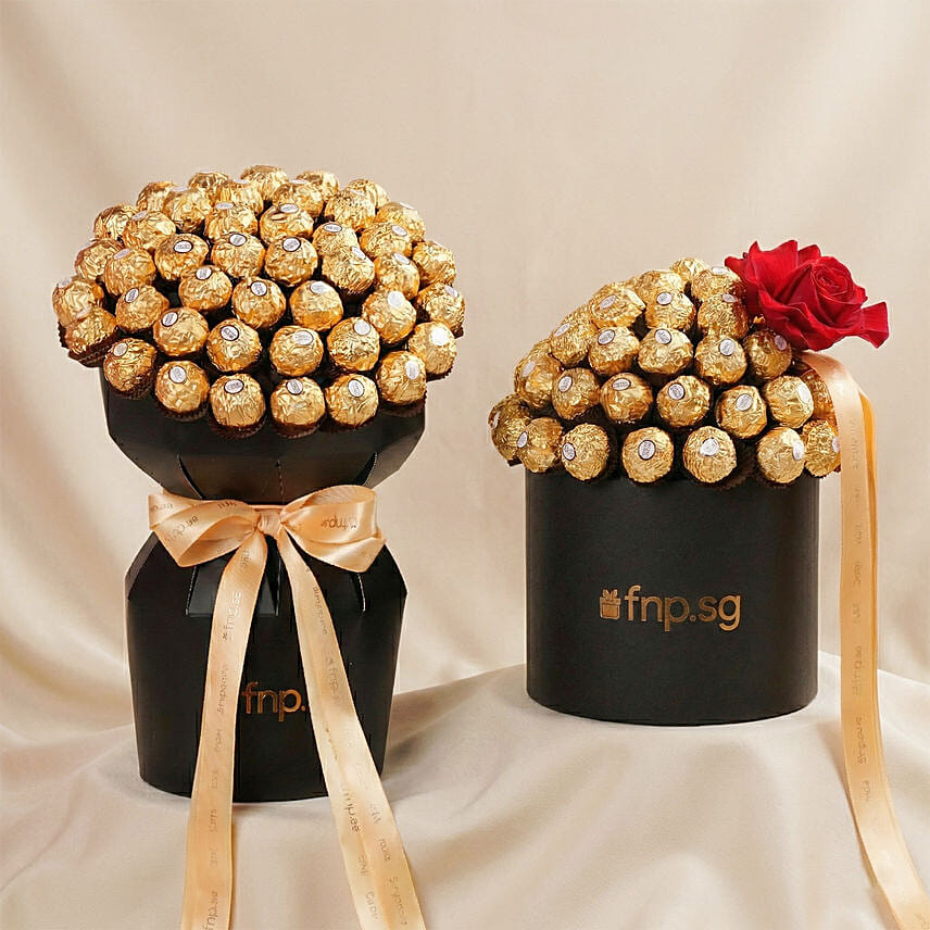 Luxury Rocher Arrangement for Valentines Day: Chocolate Bouquets