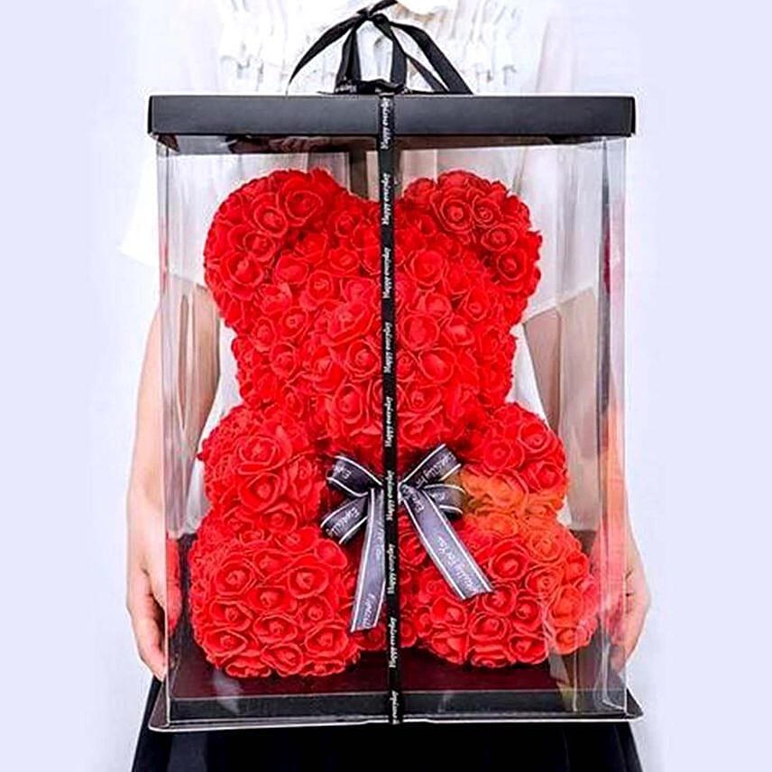 Artificial Roses Red Teddy Bear for Valentine's Day: 