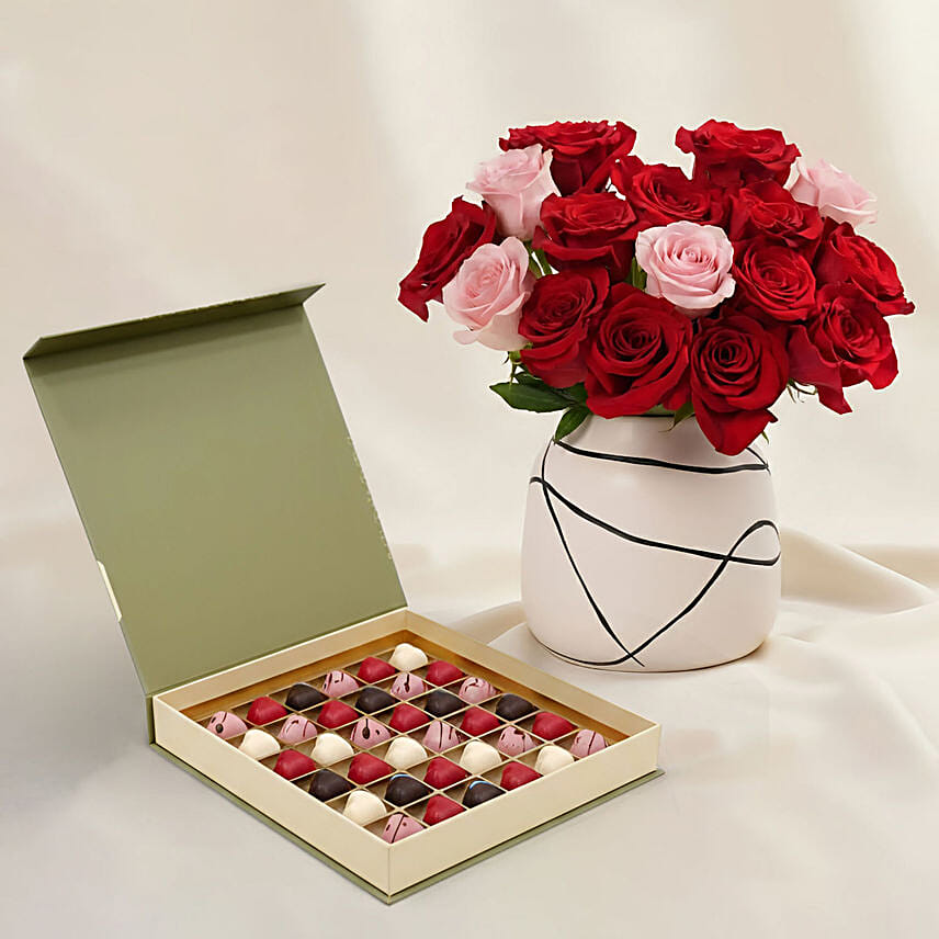 Blush of Love Roses and Chocolates for Valentine's Day Gift Delivery in ...