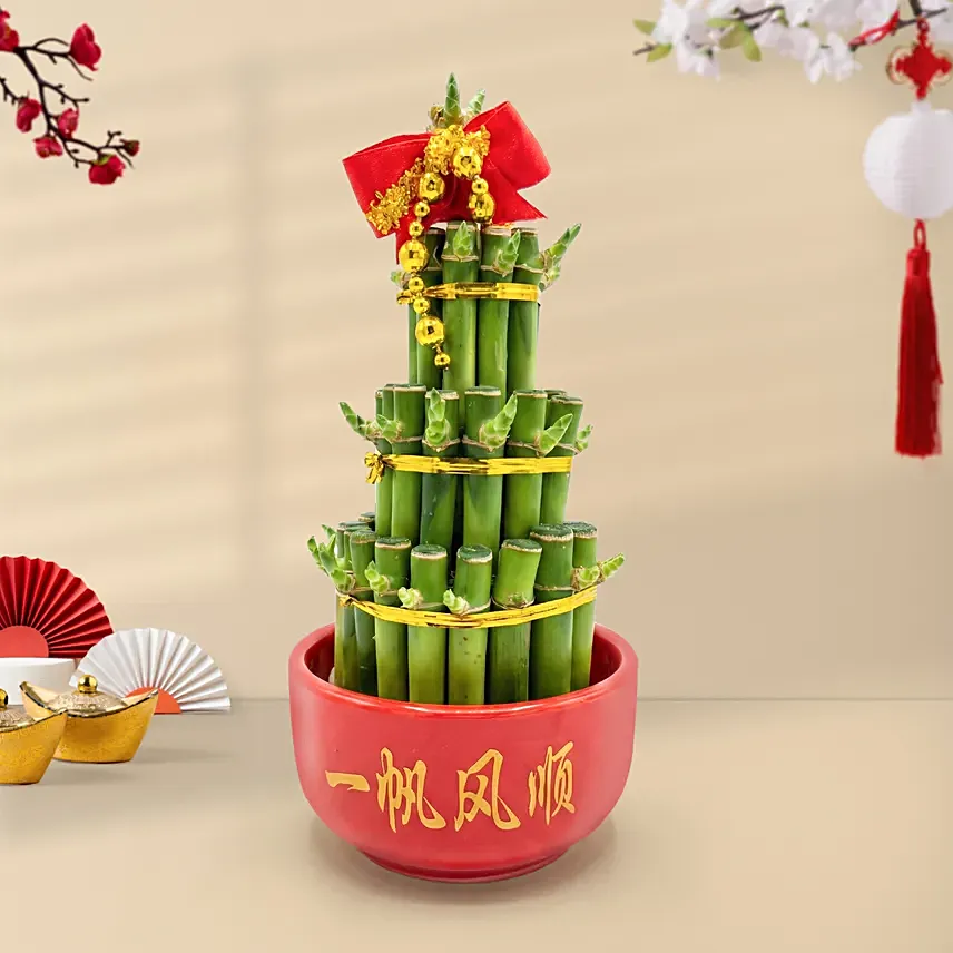 3 Layer Bamboo In Chinese New Year Theme Pot: CNY Gifts Singapore