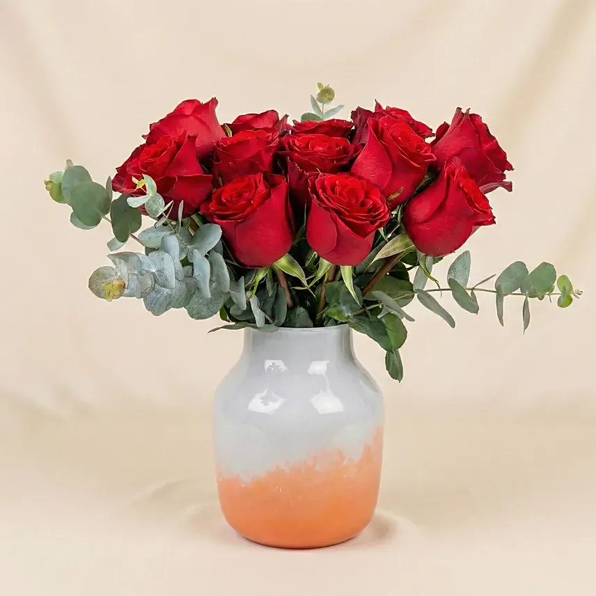 Rustic Red Roses Vase: Valentine's Day Gifts