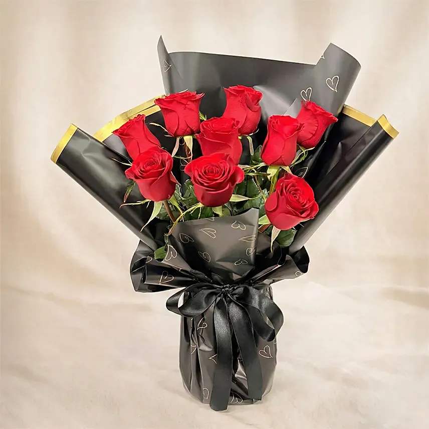 Love 9 Roses Bouquet: I Miss U Flowers