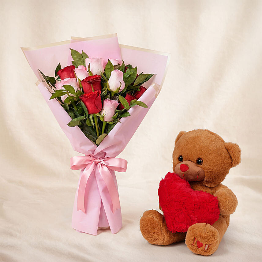Love Expresssion Roses Bouquet and Teddy Bear Delivery in Singapore ...