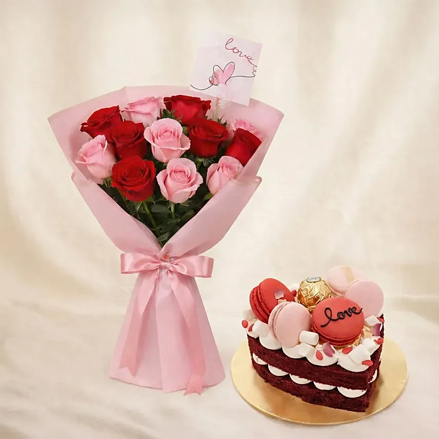 Love Expresssion Roses Bouquets and Cake: Valentine's Cake