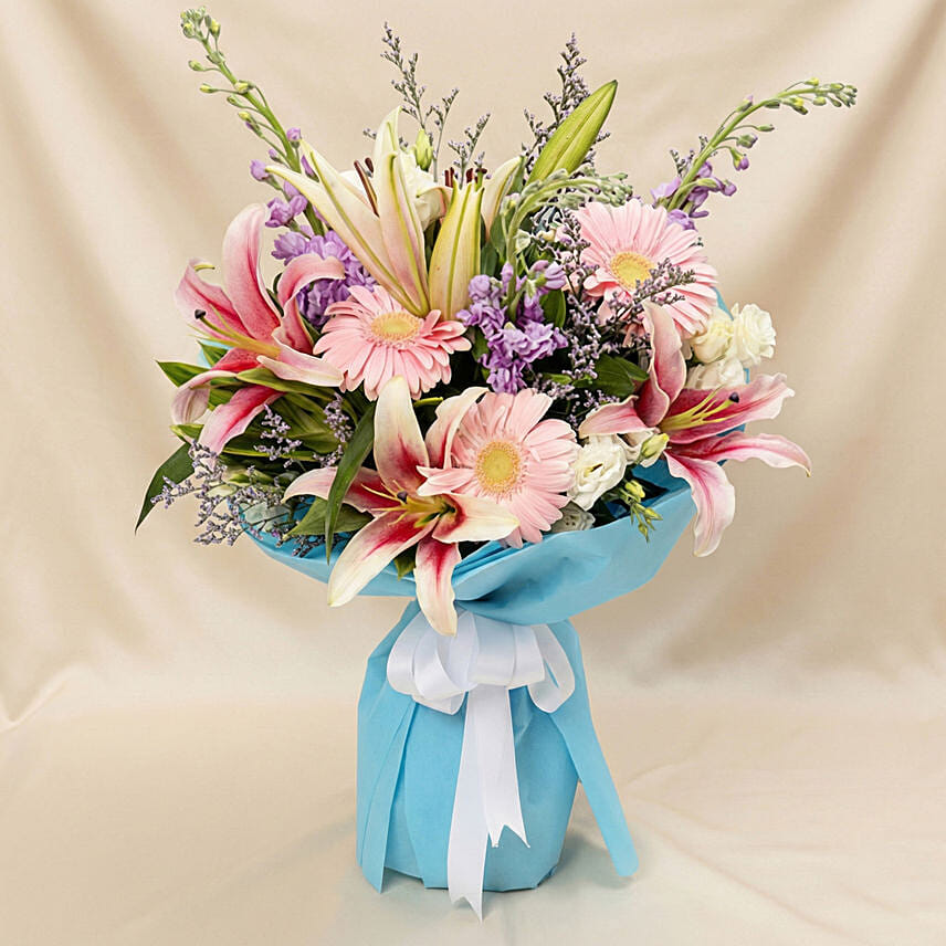 Sweet Gerberas And Lavender Flower Bouquet: 