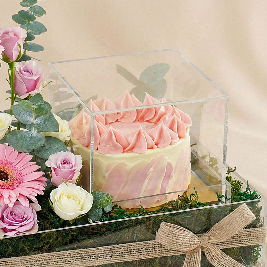 Pink Gerbera & Red Velvet Cake Gift Combo Delivery in Singapore - FNP SG