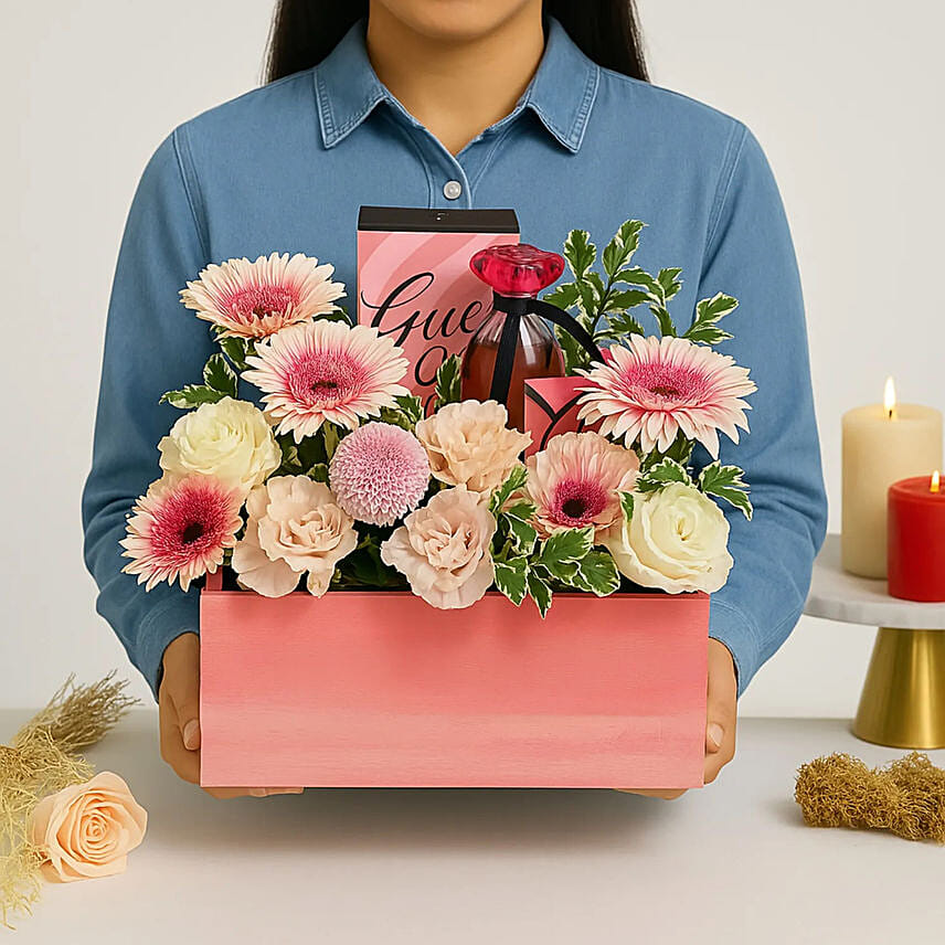Guess Girl Perfume and Flowers: Birthday Hampers 