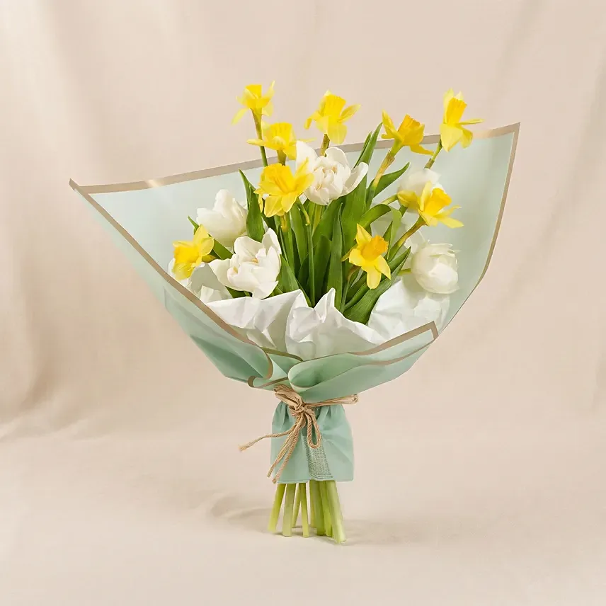 Daffodils and Tulips Birthday Flower Bouquet: Flowers