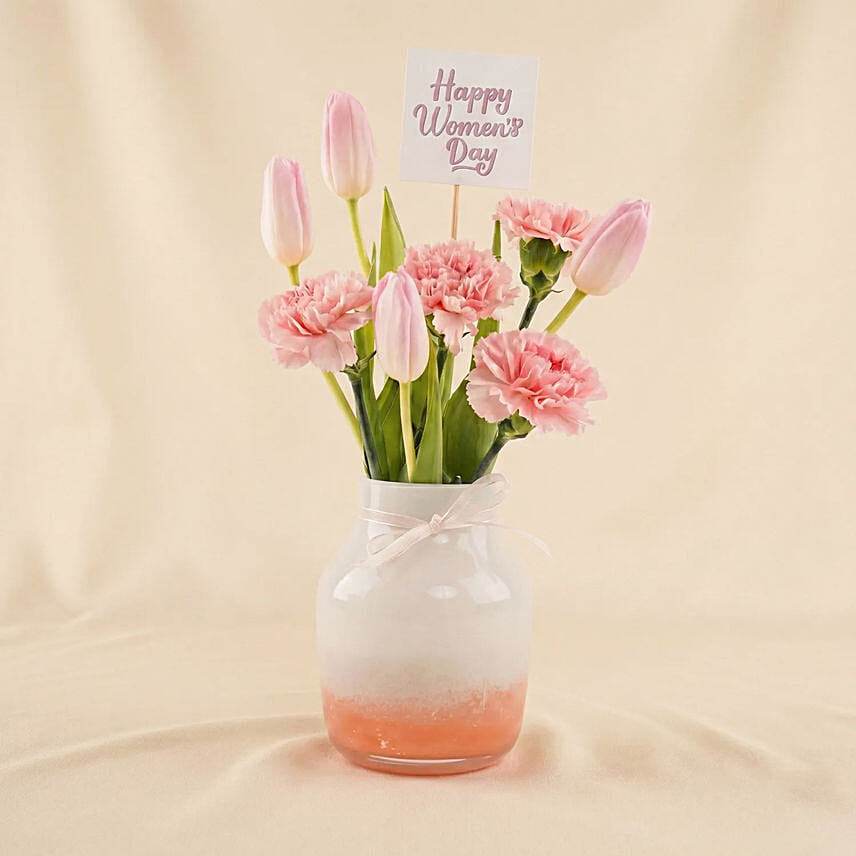 Blush Grace Women&rsquo;s Day Vase: women's day flowers