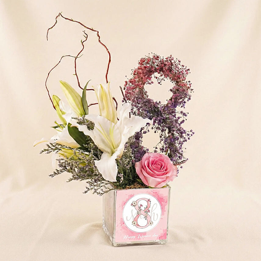 Graceful Bloom Women&rsquo;s Day Vase: women's day flowers