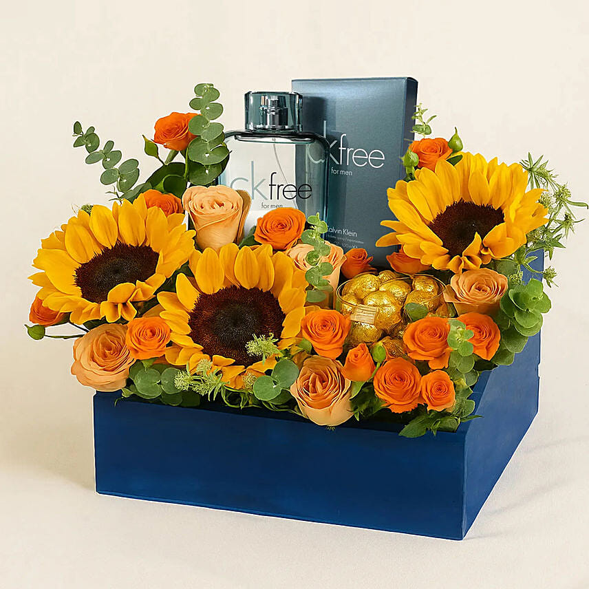 CK Free Perfume with Flowers & Chocolates: Graduation Hampers