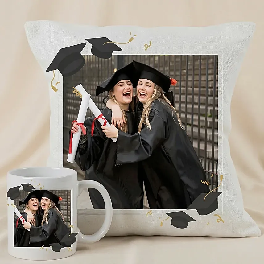 Graduation Special Personalised Cushion & Mug Combo: Customized Cushions