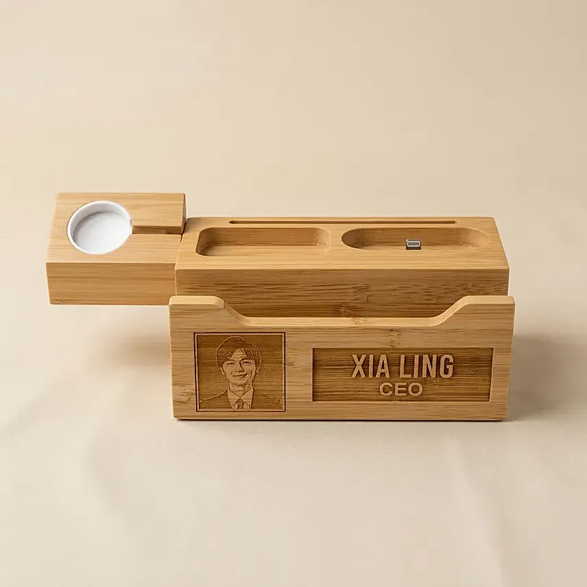 Personalised Bamboo Multi Device Charging Station: Personalised Accessories