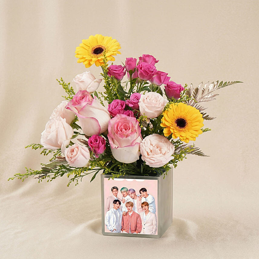 K Pop Fan Celebration Floral Vase: Same Day Delivery Gifts - Order Before 10 PM