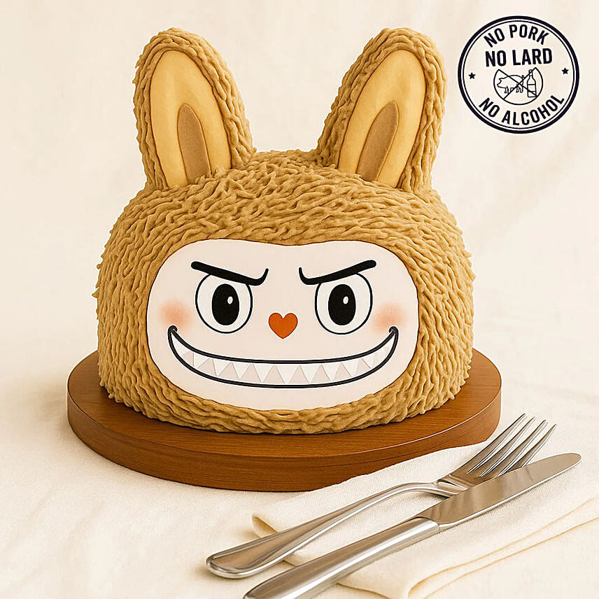 Labubu Zimomo Brown Face Cream Cake 675g: Designer Cakes