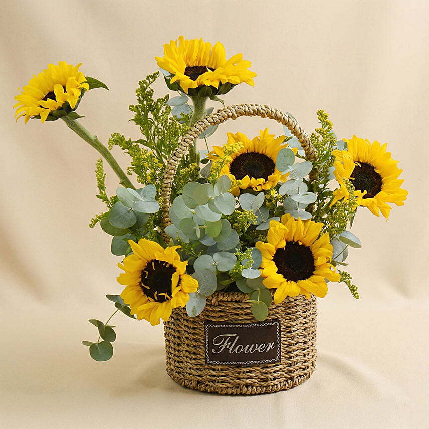 Sunflowers Shine Basket: Graduation Flowers